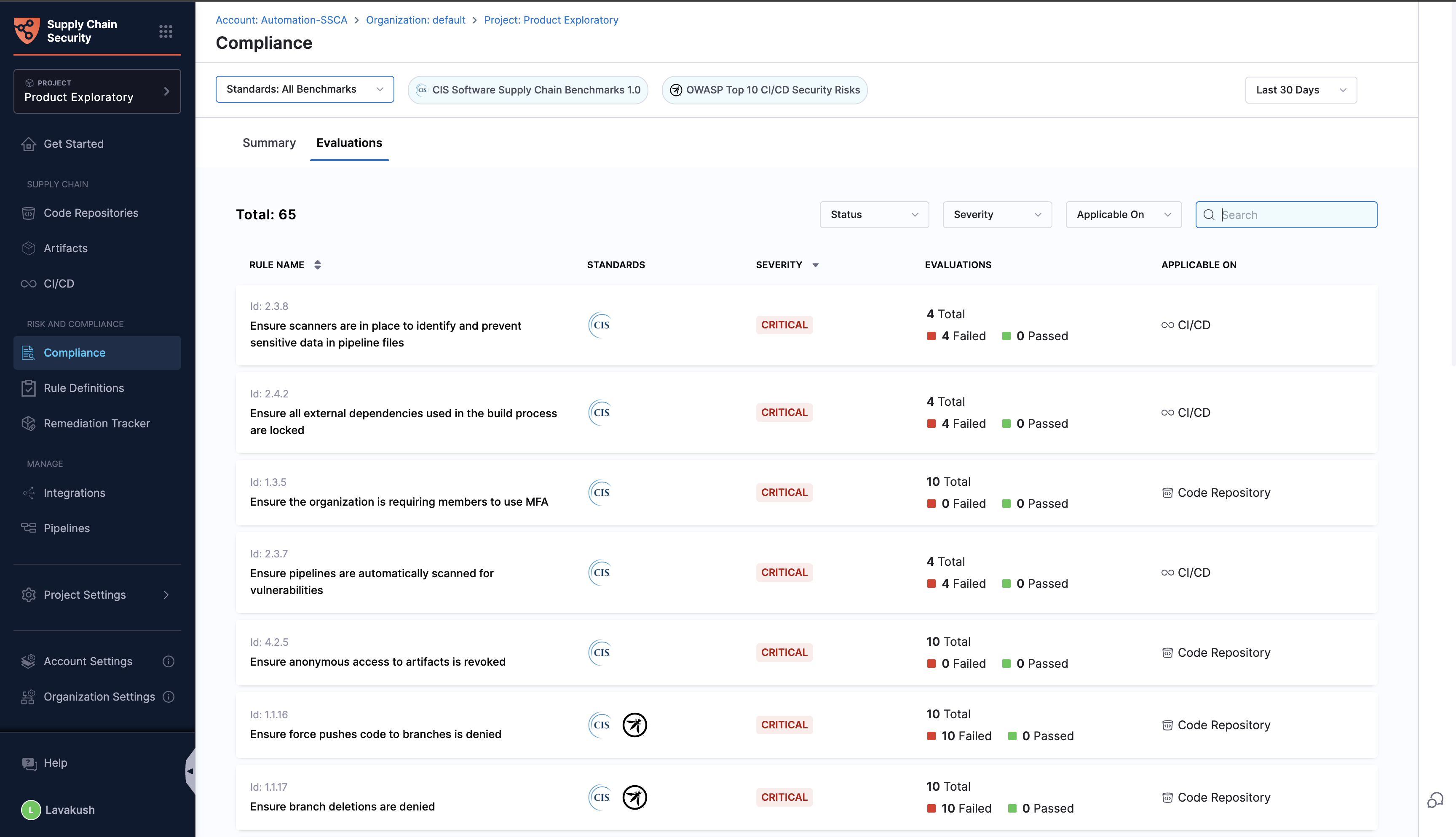 Rules tab with evaluation details