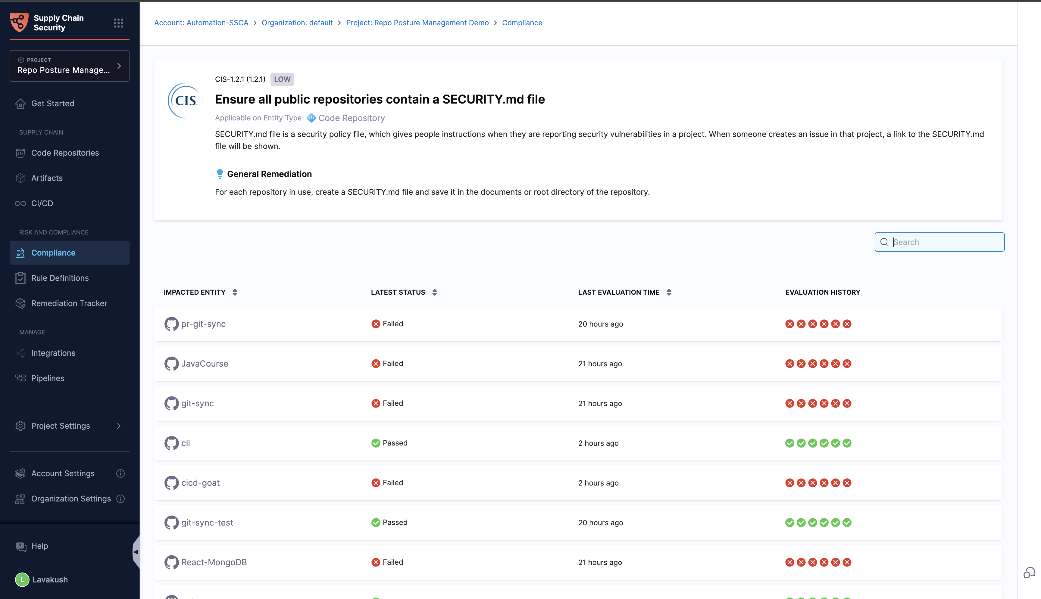 Target details for a rule evaluation